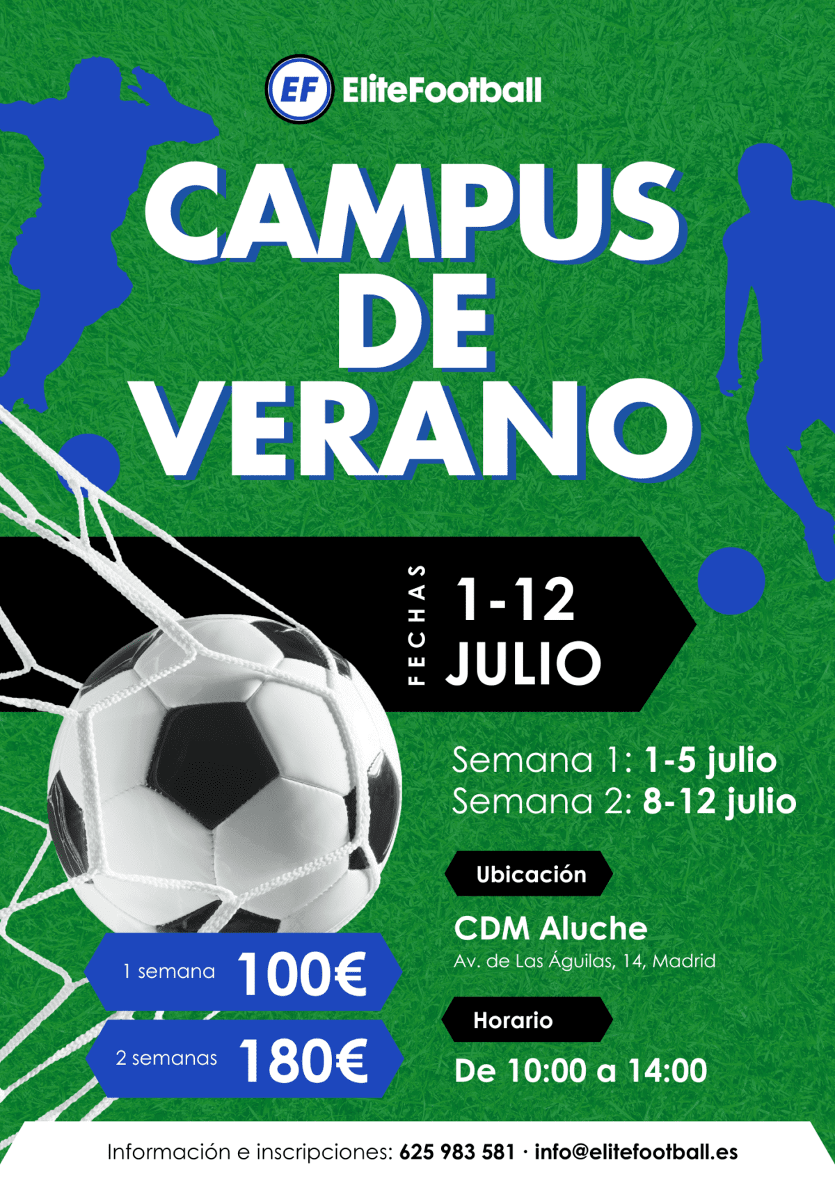 Campus de verano para jugadores de fútbol, julio de 2024 en Madrid - EliteFootball