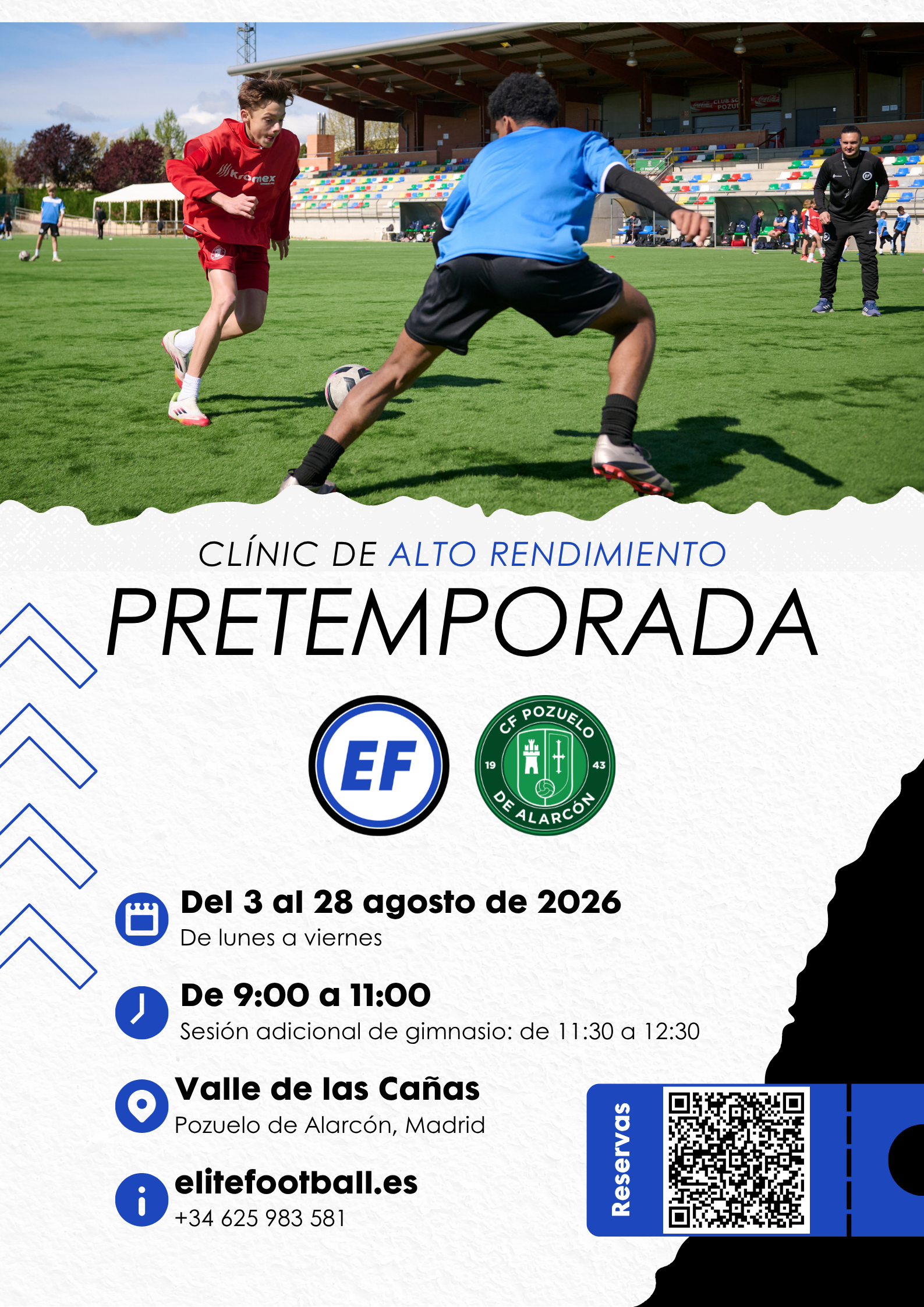Clínic de Pretemporada de Fútbol en Madrid – Alto rendimiento (agosto 2026) - CF Pozuelo - EliteFootball